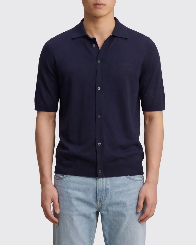 Ballantyne Strick-Polohemd Blau