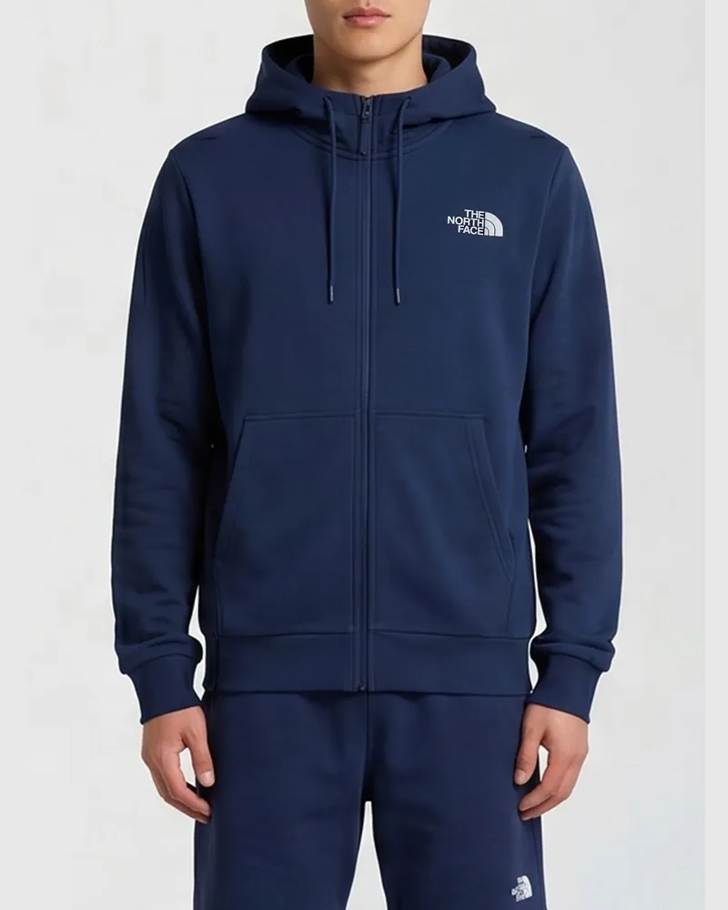 The North Face Baumwoll-Kapuzenpullover mit Reißverschluss und Logo Navy
