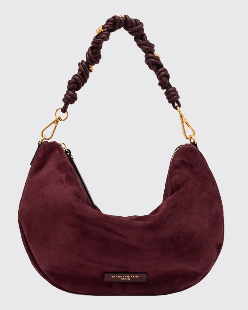 Gianni Chiarini Cleo Schultertasche aus Leder mit geflochtenem Henkel Pflaume