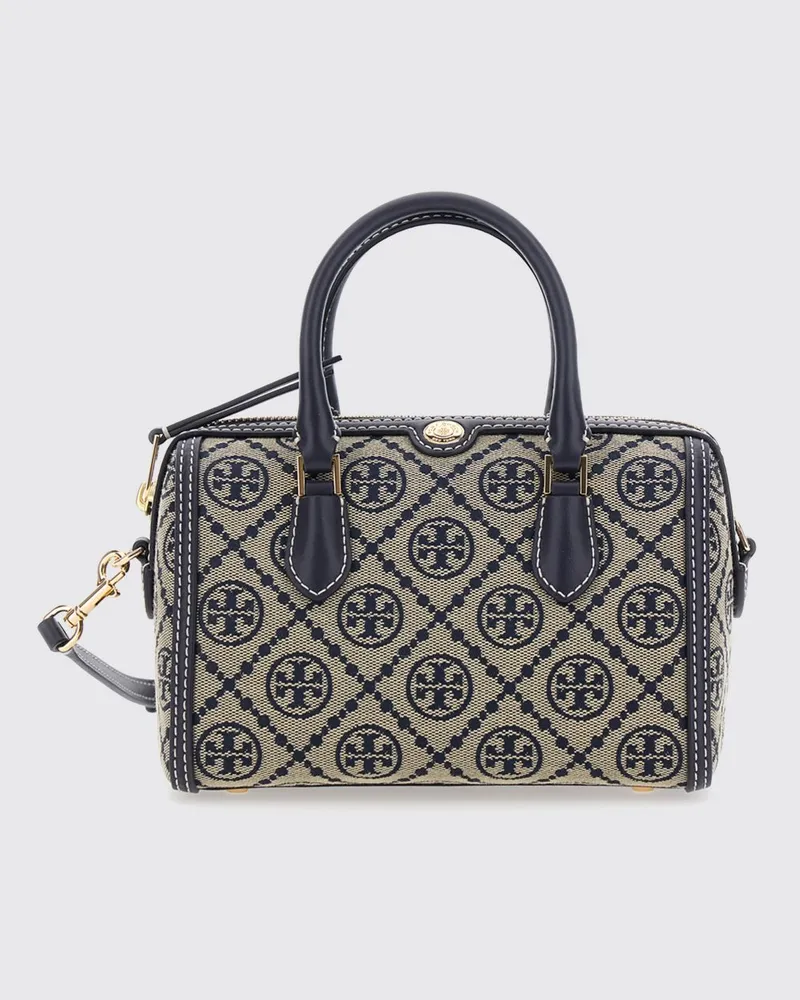 Tory Burch T Monogram Mini Jacquard-Canvas-Boston-Tasche mit doppeltem Griff Blau