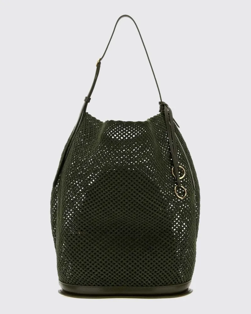 Alaïa Bucket Bag Hip aus perforiertem Veloursleder Braun