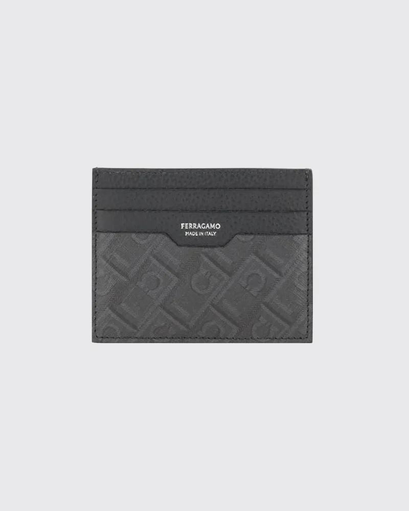 Ferragamo Kreditkartenetui aus genarbtem Leder Schwarz