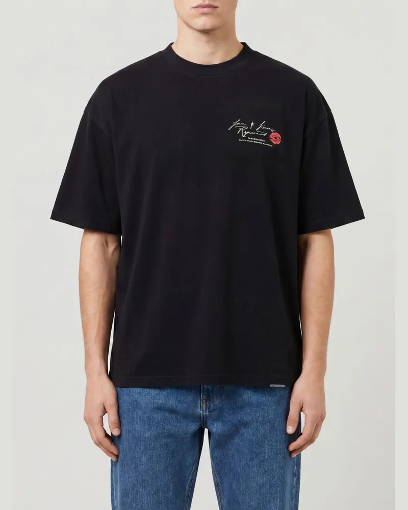 REPRESENT Logo-T-Shirt aus Baumwolle mit überschnittenen Schultern Schwarz