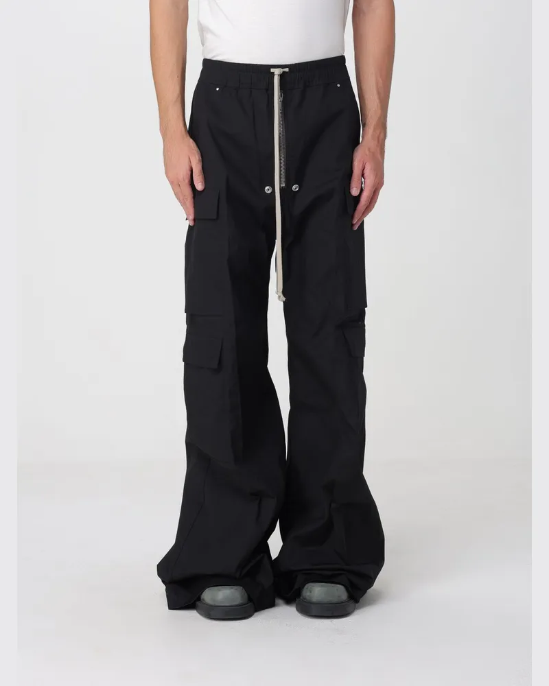 Rick Owens Weit geschnittene Cargohose Cargobelas aus Stretch-Baumwolle mit Kordelzug Schwarz
