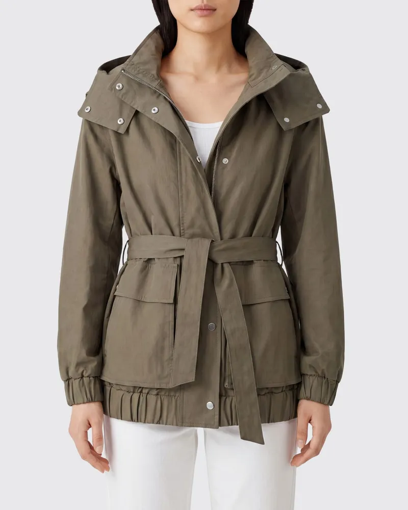 OOF WEAR Kurze Windjacke aus Baumwollmischung mit Kapuze und Taillengürtel Grün
