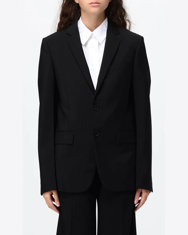 Fendi Kurzer einreihiger Blazer aus Mohair und Schurwolle Schwarz