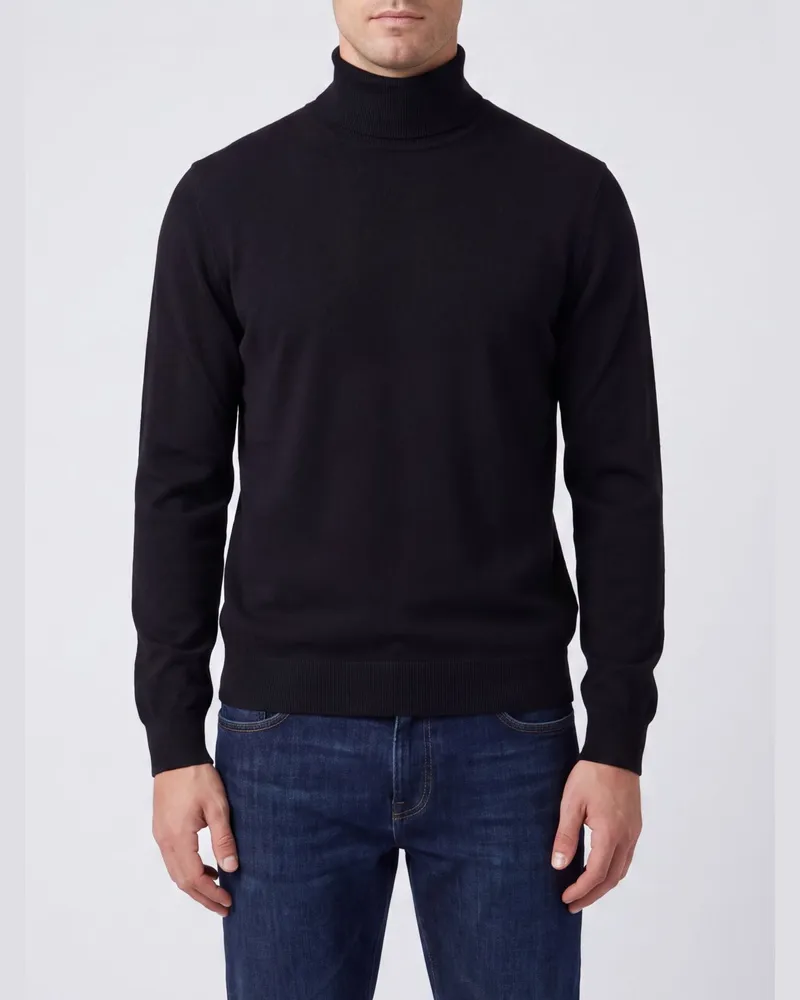 Ballantyne Langärmliger Rollkragenpullover aus reiner Schurwolle Blau