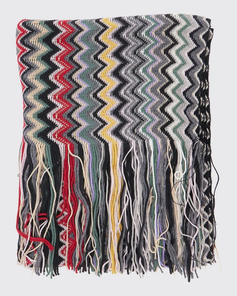 Missoni Schal von aus Woll-Viskose-Mischung mit mehrfarbigem Zickzack-Muster Bunt