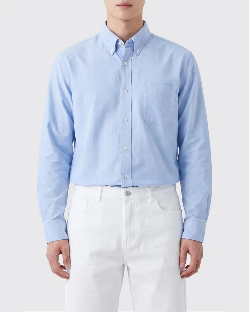 Sebago Langärmeliges Baumwollhemd mit Button-Down-Kragen und aufgesetzter Tasche Hellblau