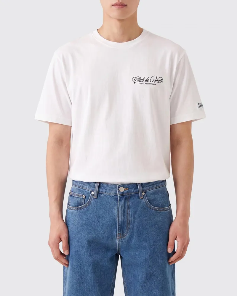 MC2 Saint Barth Baumwoll-T-Shirt mit kontrastierendem Logo-Print Weiß