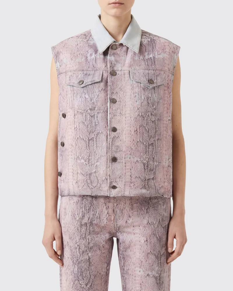 Haikure Hemdweste aus Denim mit Python-Print und aufgesetzten Taschen Bunt