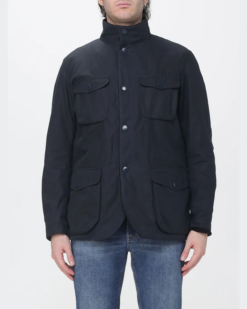 Barbour Winddichte Ogston Wachsjacke aus Baumwolle mit Stehkragen und aufgesetzten Taschen Blau