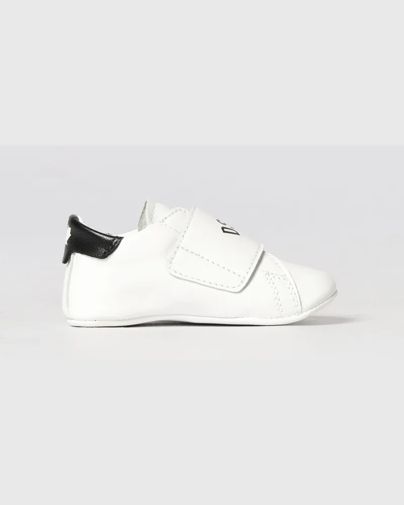 Dsquared2 Low-Top-Sneaker für Kinder aus Lammleder mit Klettverschluss Weiß