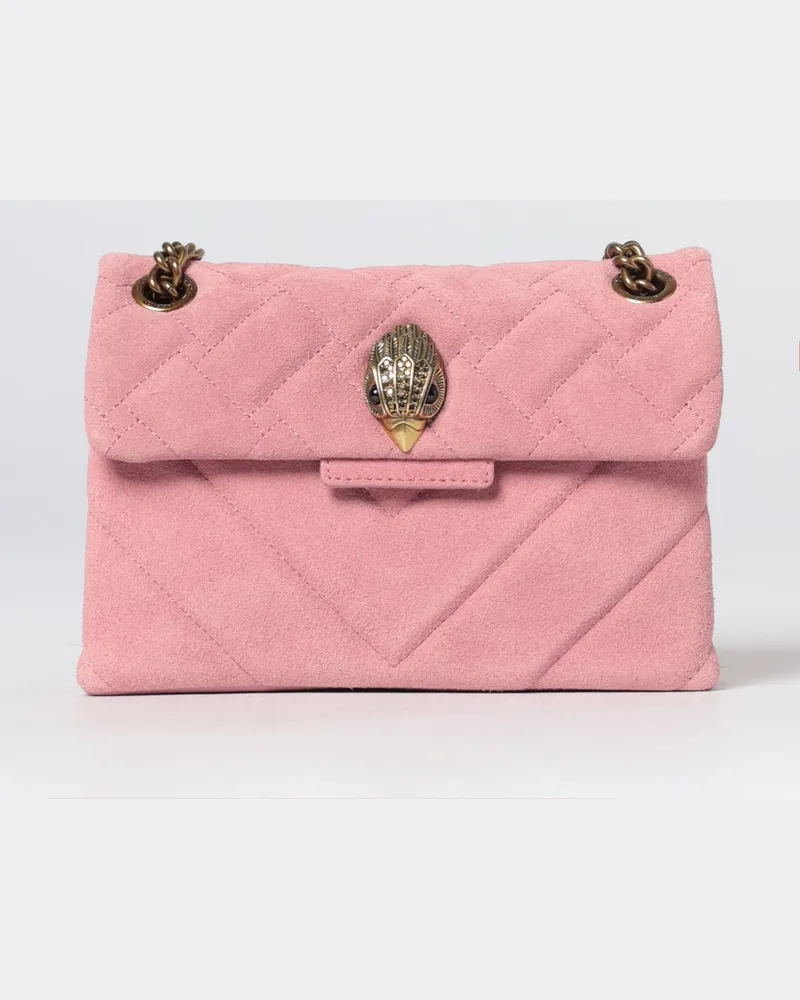 Kurt Geiger Gesteppte Wildleder-Minitasche von mit Strass und Metalllogo Pink