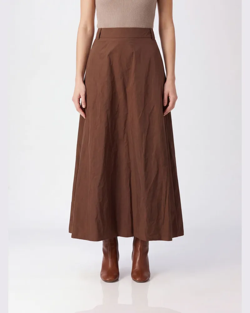Max Mara Wadenlanger Tellerrock aus Crêpe von mit hoher Taille Braun