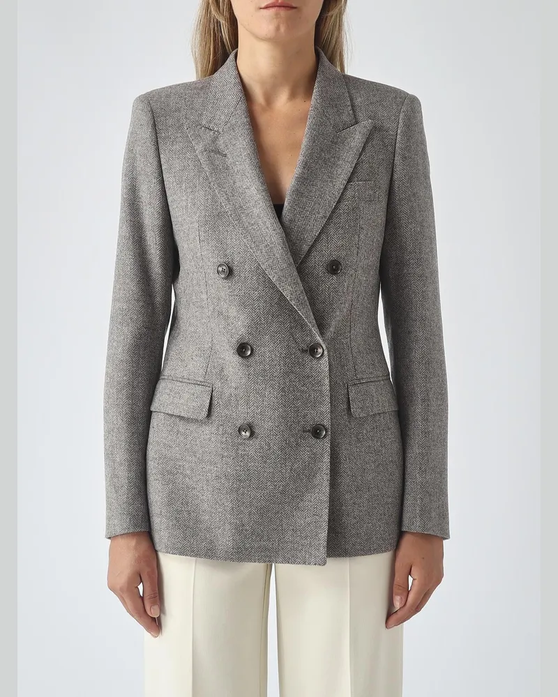 Tagliatore Kurzer zweireihiger Wollblazer mit fallendem Revers Grau