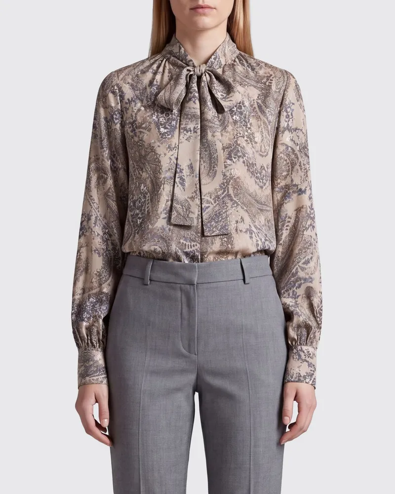 Liu Jo Viskosebluse mit Ethno-Print und Schluppenkragen Bunt