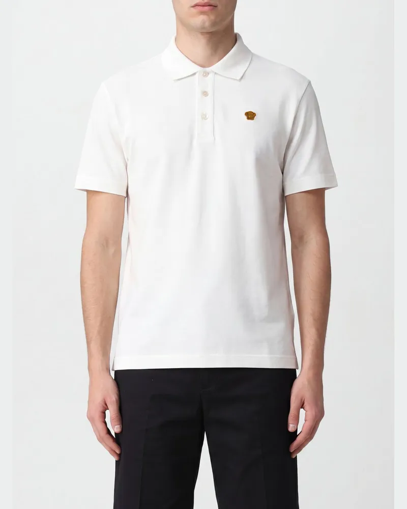 Versace Baumwoll-Poloshirt mit Medusa-Logo und geripptem Kragen Weiß