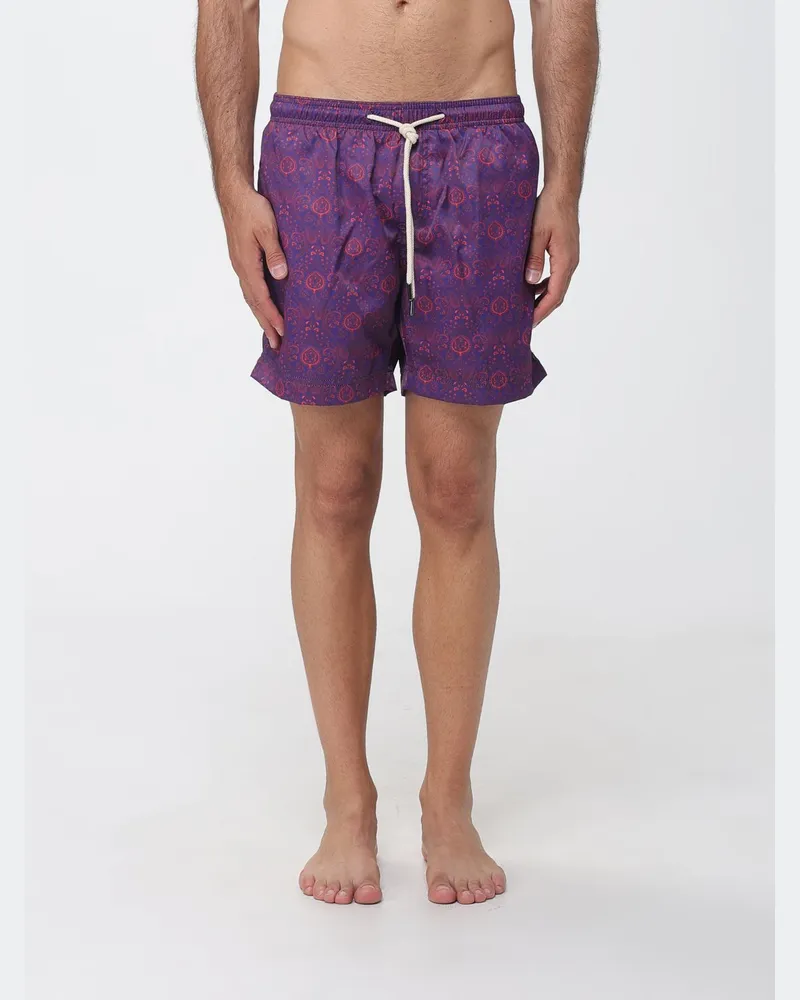 PENINSULA Kurze Badeshorts mit ethnischem Muster und Kordelzug Blau