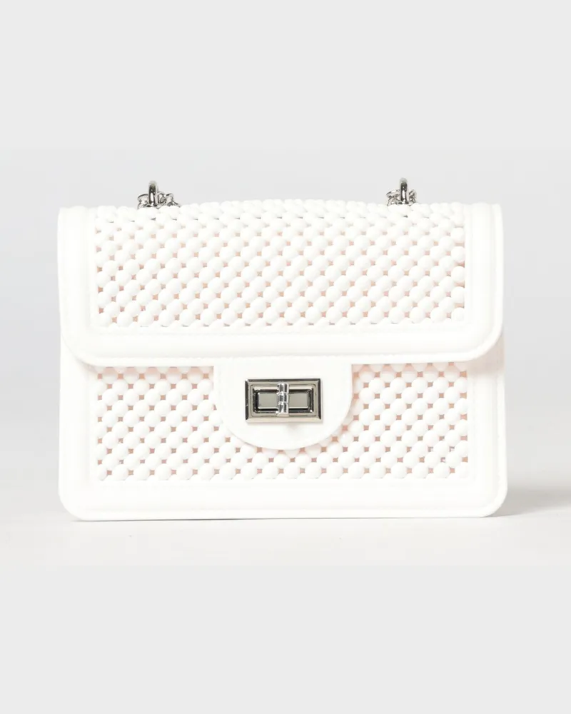 Monnalisa PVC-Tasche mit Perlen Weiß