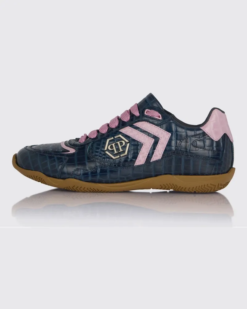 Philipp Plein Pit-$top Sneakers aus Krokoprint-Leder Blau