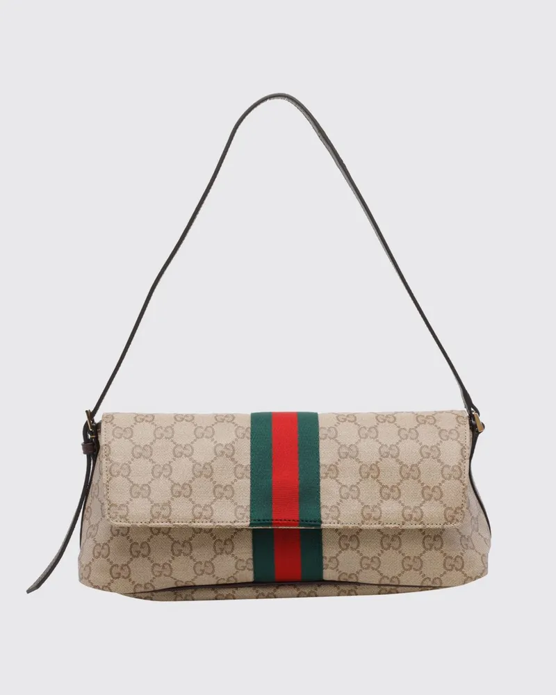 Gucci Madison Schultertasche von aus Monogramm-Jacquard mit Webstreifen Beige
