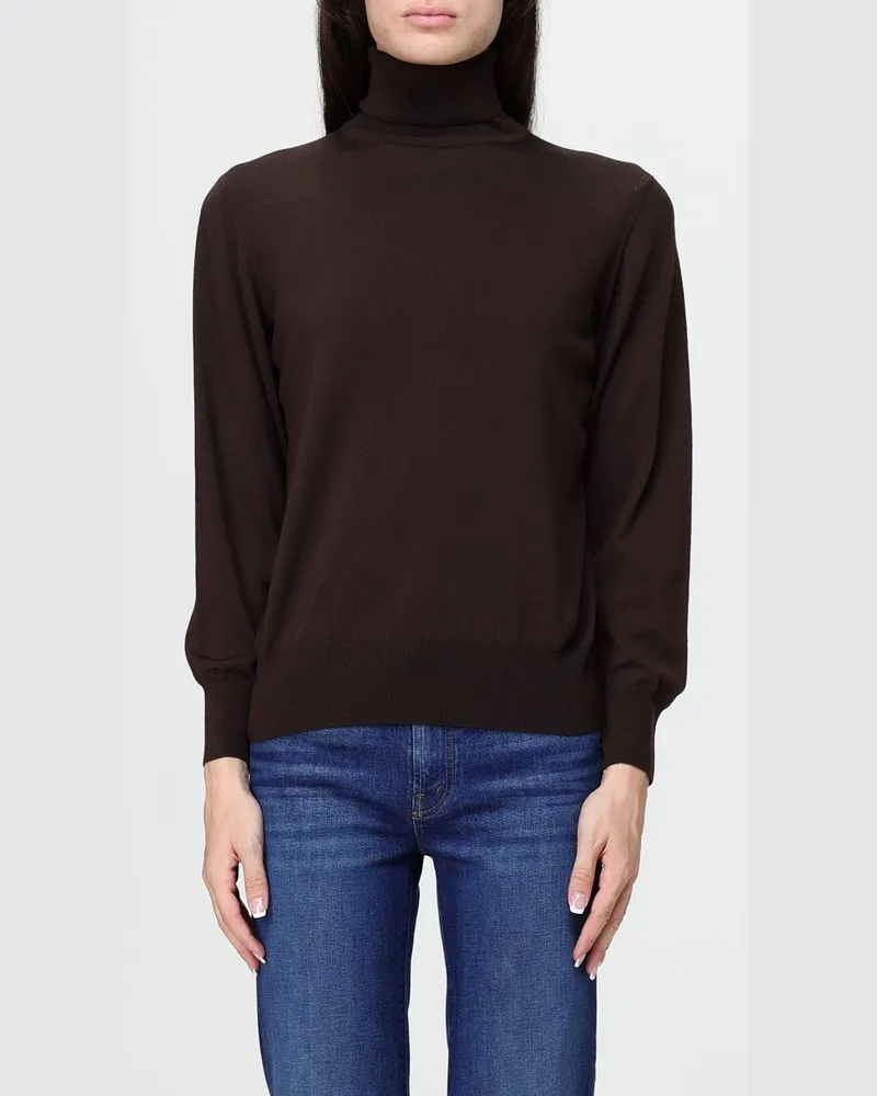 Incotex Rollkragenpullover aus Wollmischung mit Rippbündchen Braun