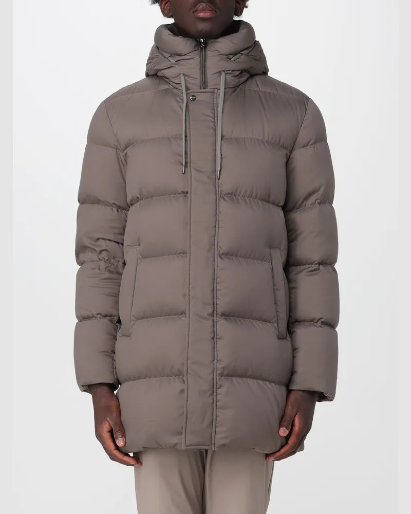Herno Kurze Stepp-Daunenjacke aus ultraleichtem Nylon mit Kapuze Braun
