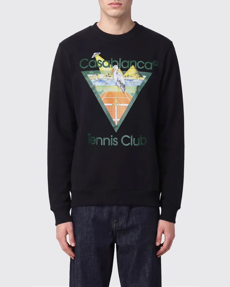 Casablanca Paris Rundhals-Sweatshirt aus Baumwolle mit Logo in Relaxed Fit Passform Schwarz