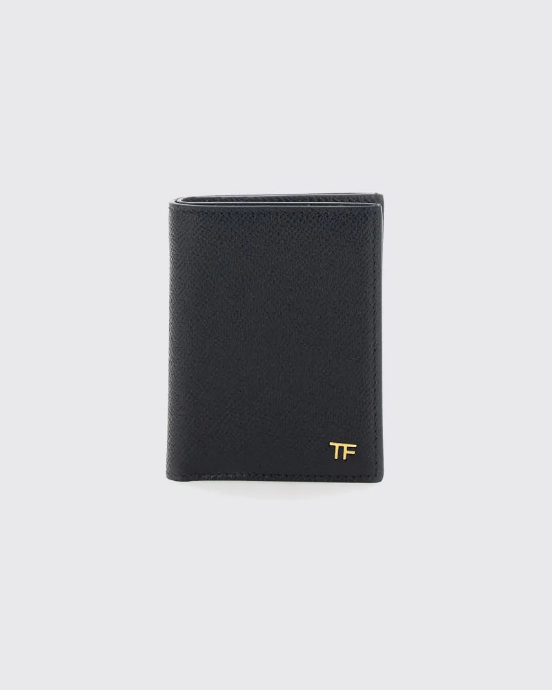 Tom Ford Bifold-Portemonnaie aus Leder mit Monogramm-Muster und Kartenfächern Schwarz