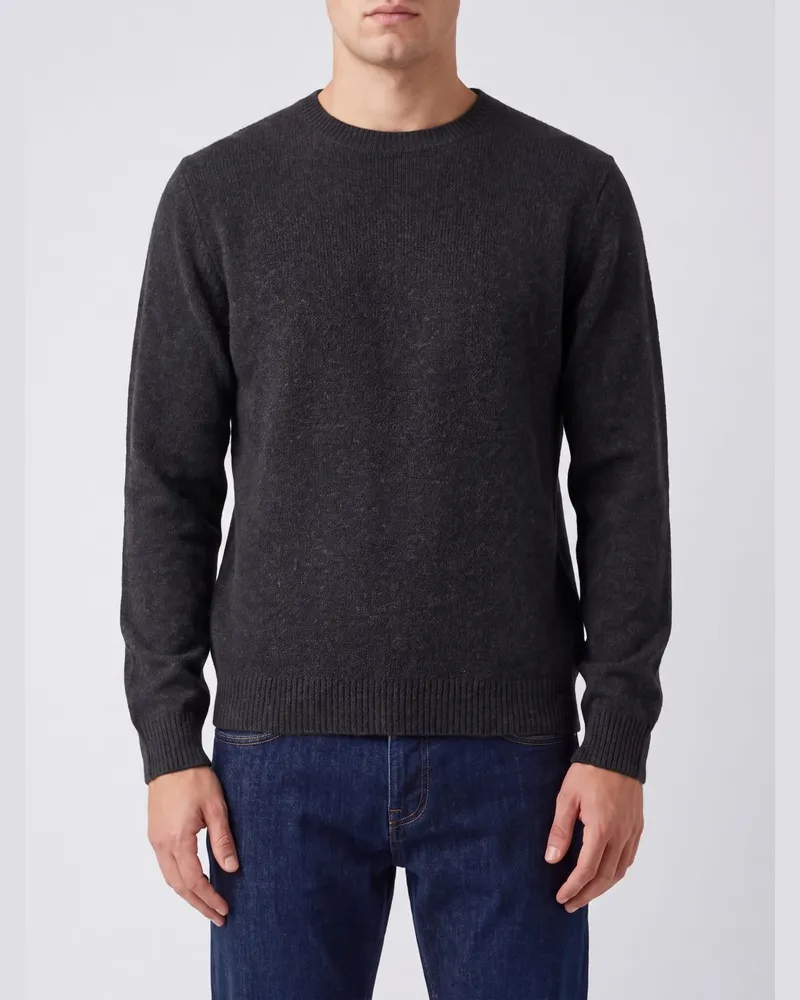 Roberto Collina Pullover aus reiner Wolle mit Rundhalsausschnitt und Rippbündchen Schwarz