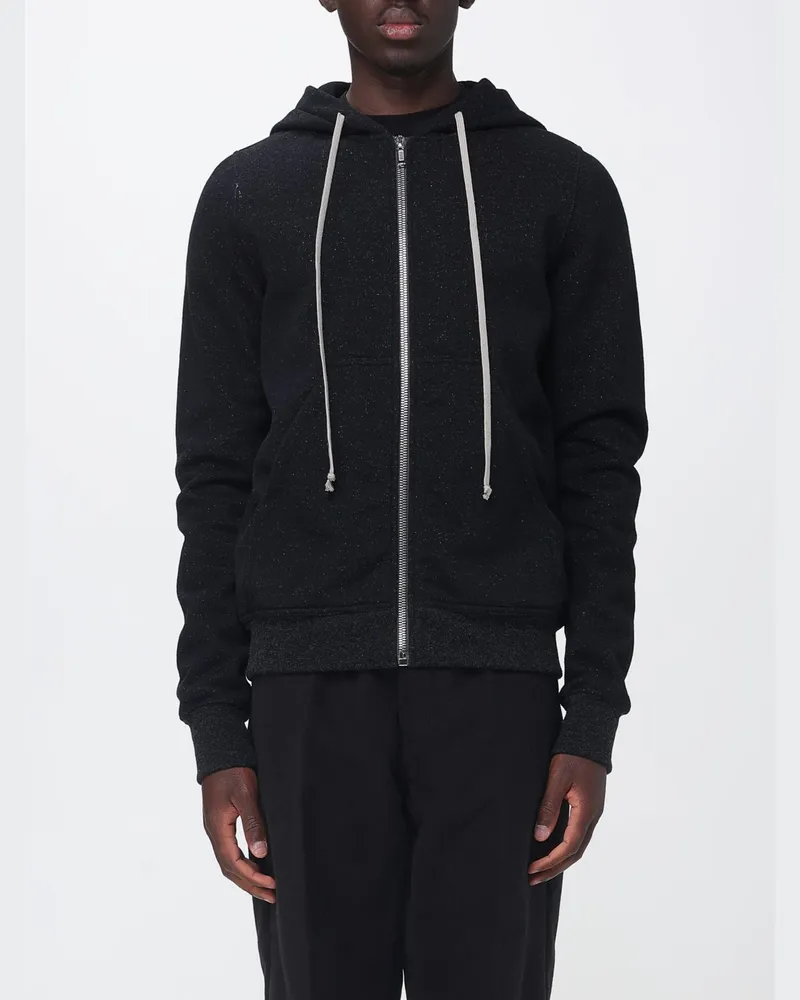 Rick Owens Kapuzenjacke mit Reißverschluss aus Merino-Woll-Baumwollmischung Schwarz