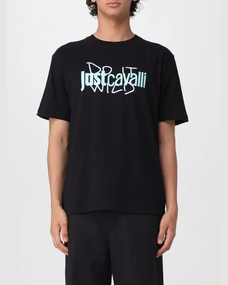 Just Cavalli Baumwoll-T-Shirt mit Logo Schwarz