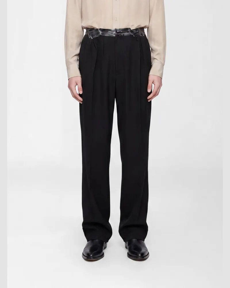 Maison Margiela Wide-Leg-Hose aus Schurwolle mit Gürtelschlaufen Schwarz
