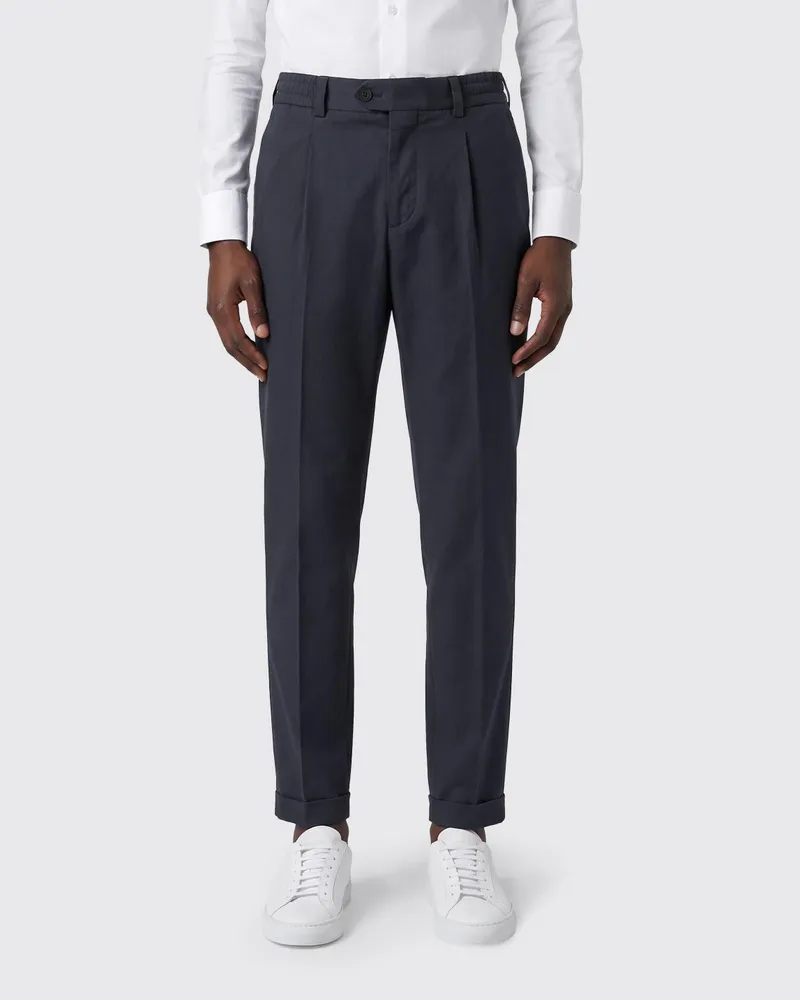 PT TORINO Slim-Fit Chinohose aus Leinen-Baumwoll-Mischung mit Gürtelschlaufen Blau