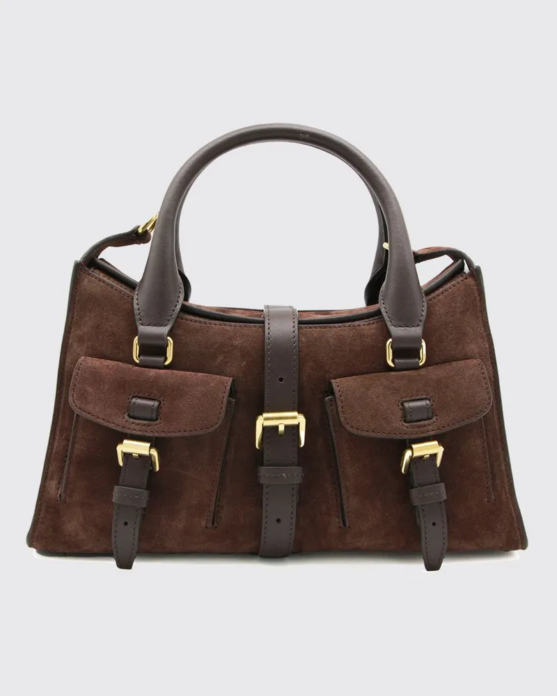 Mulberry Roxanne Handtasche aus Veloursleder mit Doppelschnallen Braun