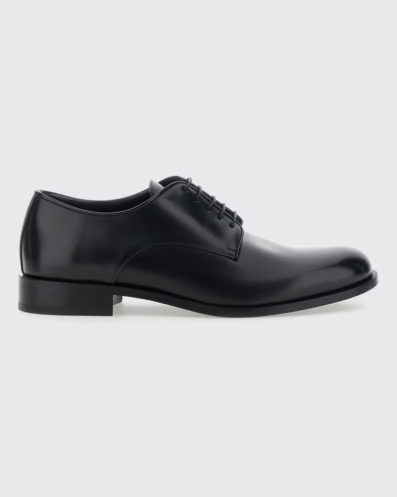 Giorgio Armani Derby-Schuhe aus Rindsleder mit runder Spitze und Ledersohle Schwarz