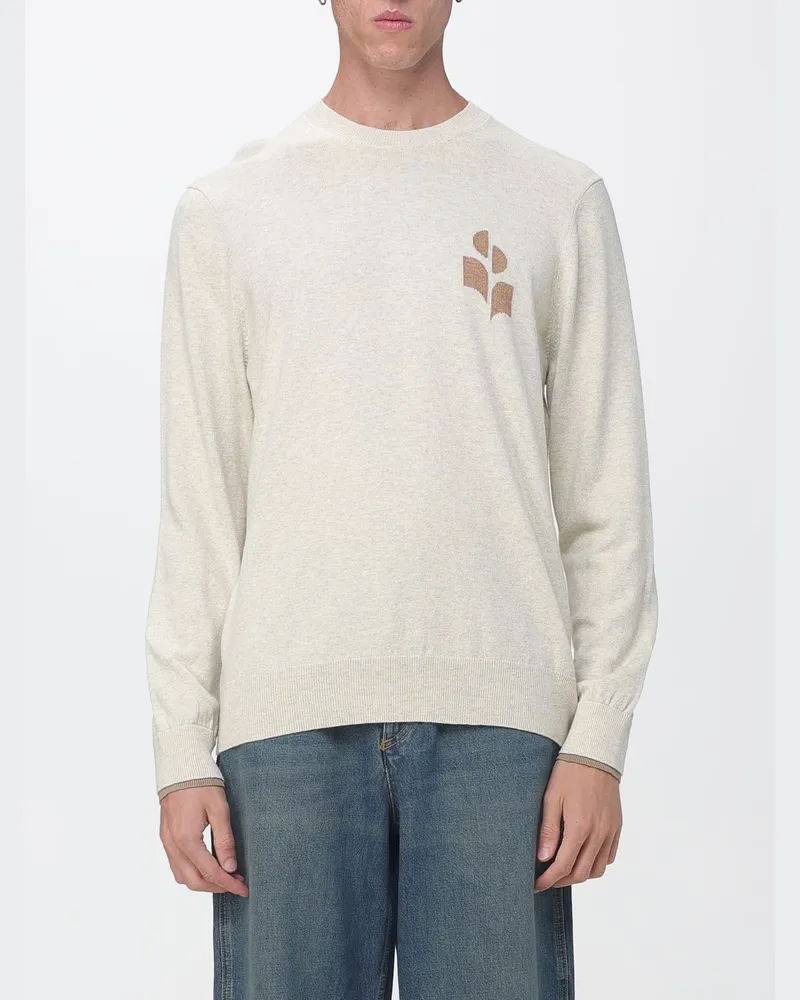 Isabel Marant Pullover von aus Baumwoll-Woll-Mischung mit Jacquard-Logo Grau