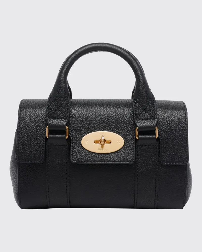 Mulberry Mini-Henkeltasche Bayswater aus genarbtem Leder mit Schulterriemen Schwarz