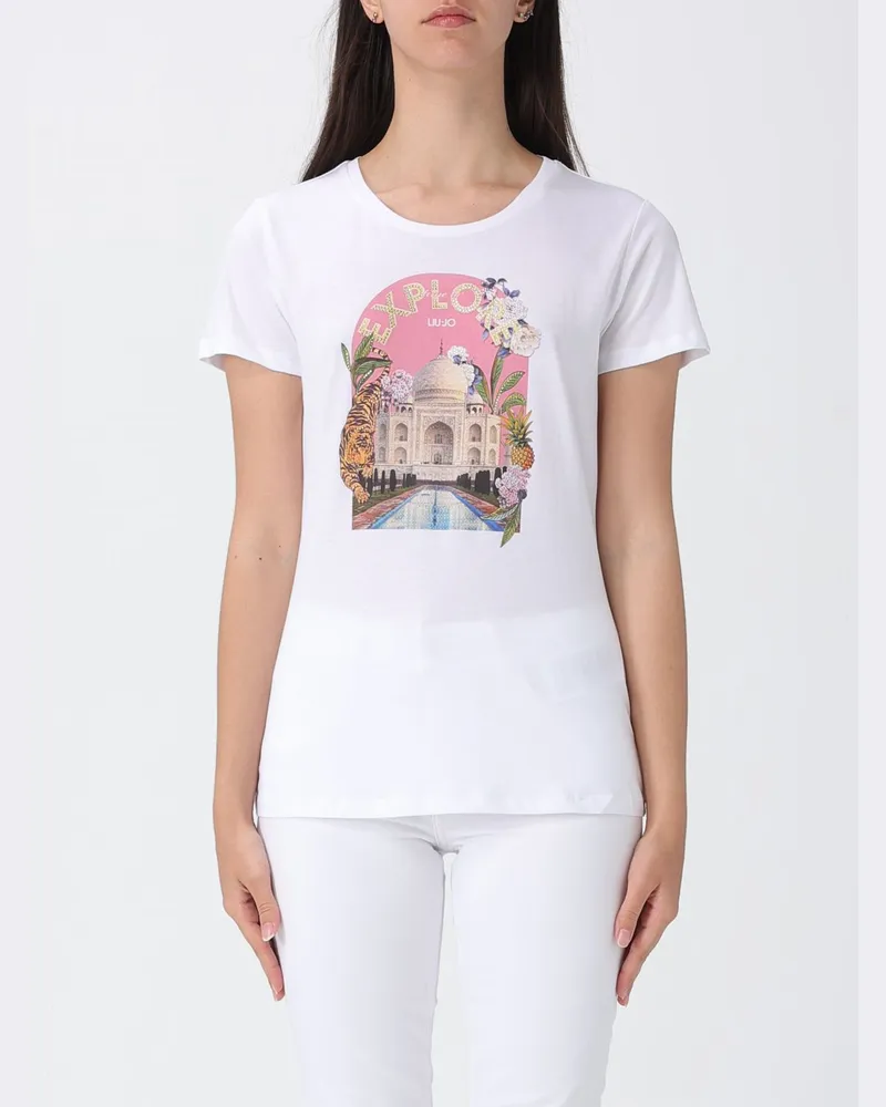 Liu Jo Bedrucktes Baumwoll-T-Shirt Weiss
