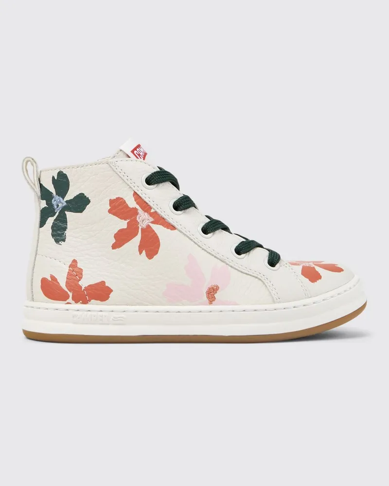 Camper Twins Leder-Sneakers mit Blumenprint Weiß