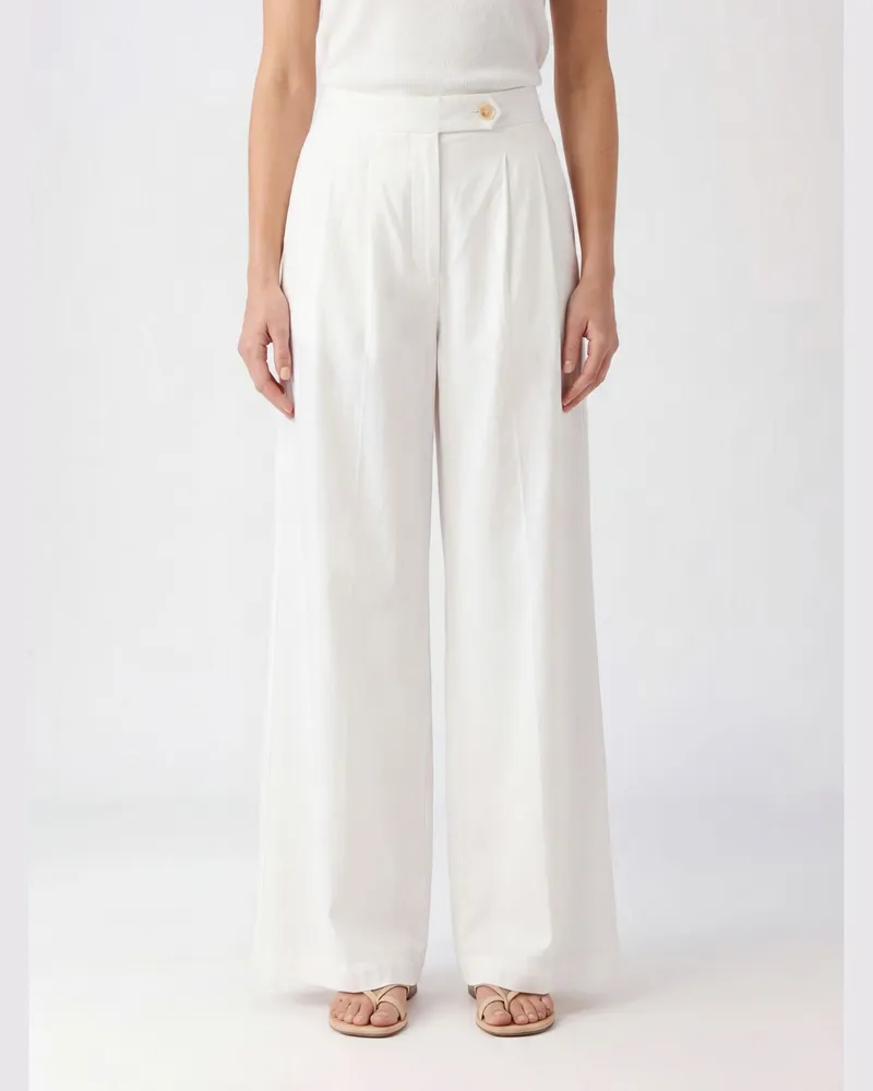 Semicouture Baumwollpopeline-Hose Weiß