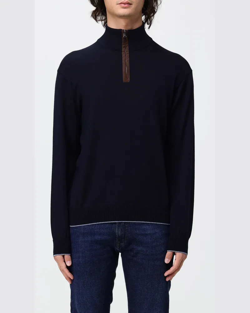 Paul & Shark PAUL  SHARK Rollkragenpullover Paul & Shark aus Schurwolle mit Reißverschluss und Kontrastbesätzen Blau
