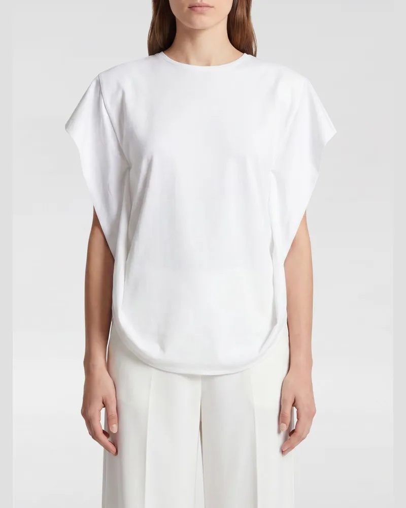 IRO Baumwoll-T-Shirt mit Rundhalsausschnitt und überschnittenen Schultern Weiß