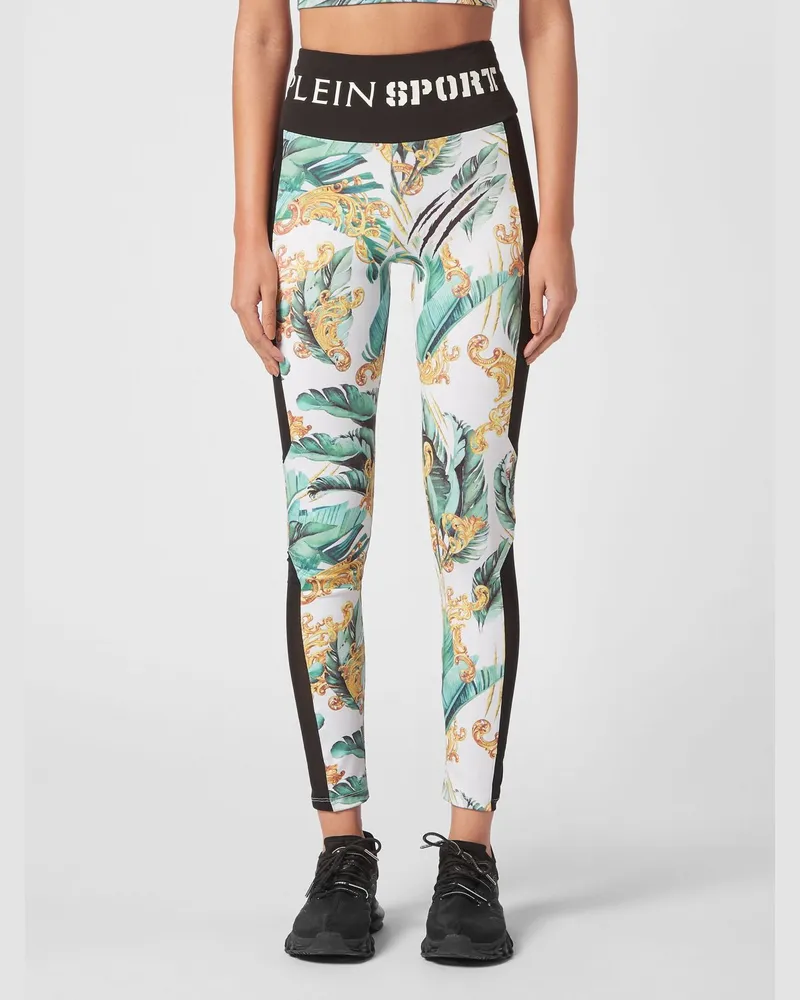 Philipp Plein High-Waist-Sportleggings aus technischem Gewebe mit Grafikdruck Bunt