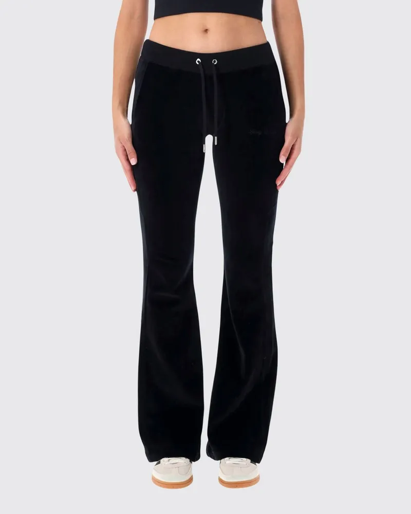 SPORTY & RICH SPORTY  RICH Sporty & Rich Slim-Fit Jogginghose aus Samt mit Strass-Logo Schwarz