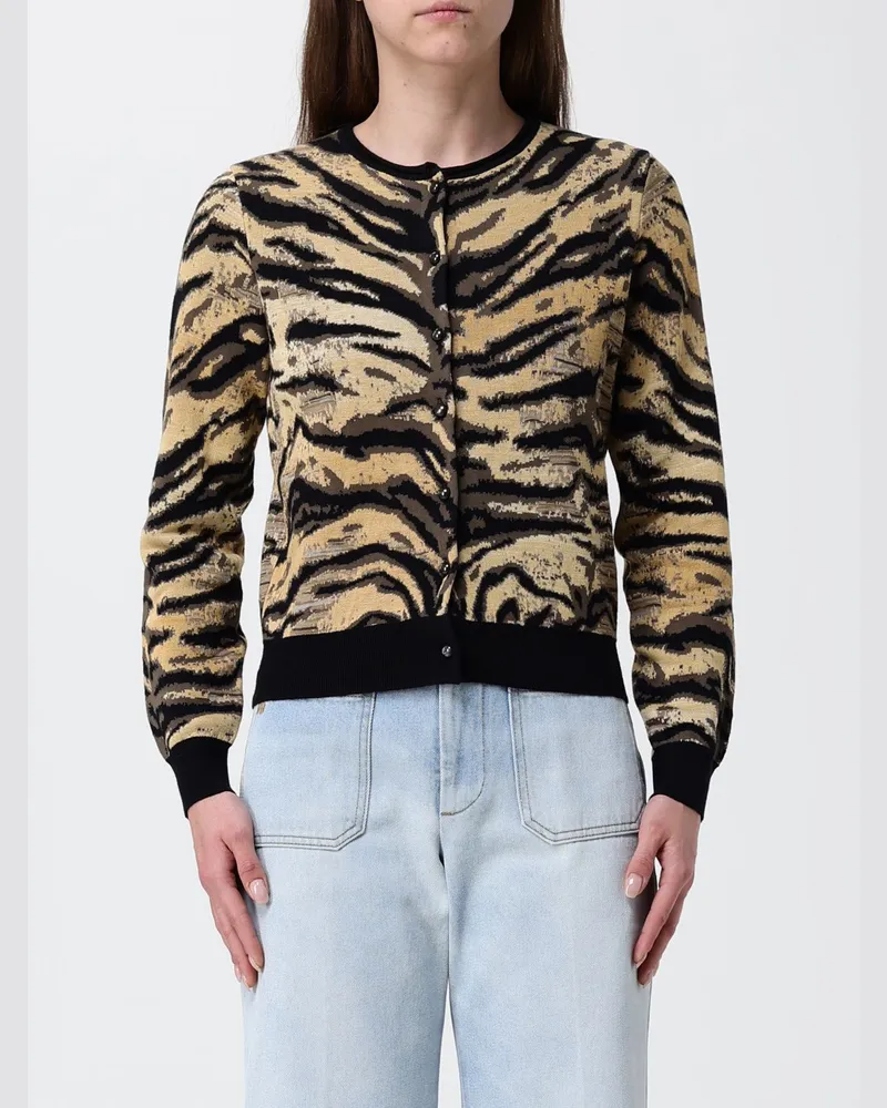 Kenzo Animalischer Baumwoll-Woll-Mix Cardigan Bunt