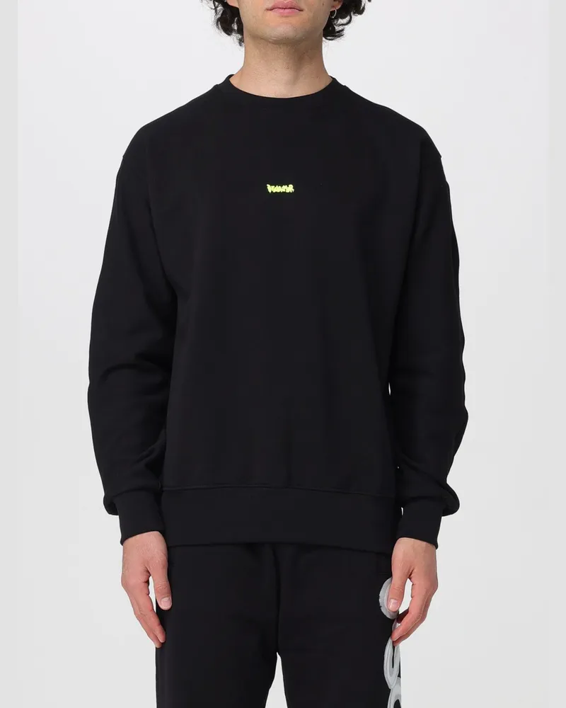 DISCLAIMER Rundhals-Sweatshirt von aus Baumwolle mit Logo-Print und überschnittenen Schultern Schwarz