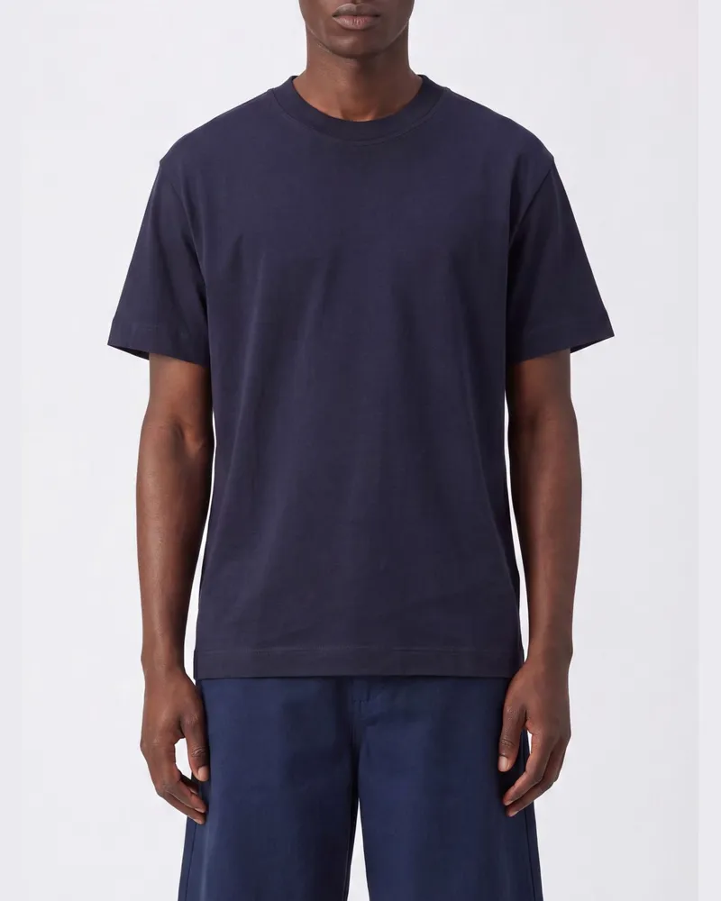 Closed Basic Rundhals-T-Shirt aus reiner Bio-Baumwolle mit geradem Saum Blau