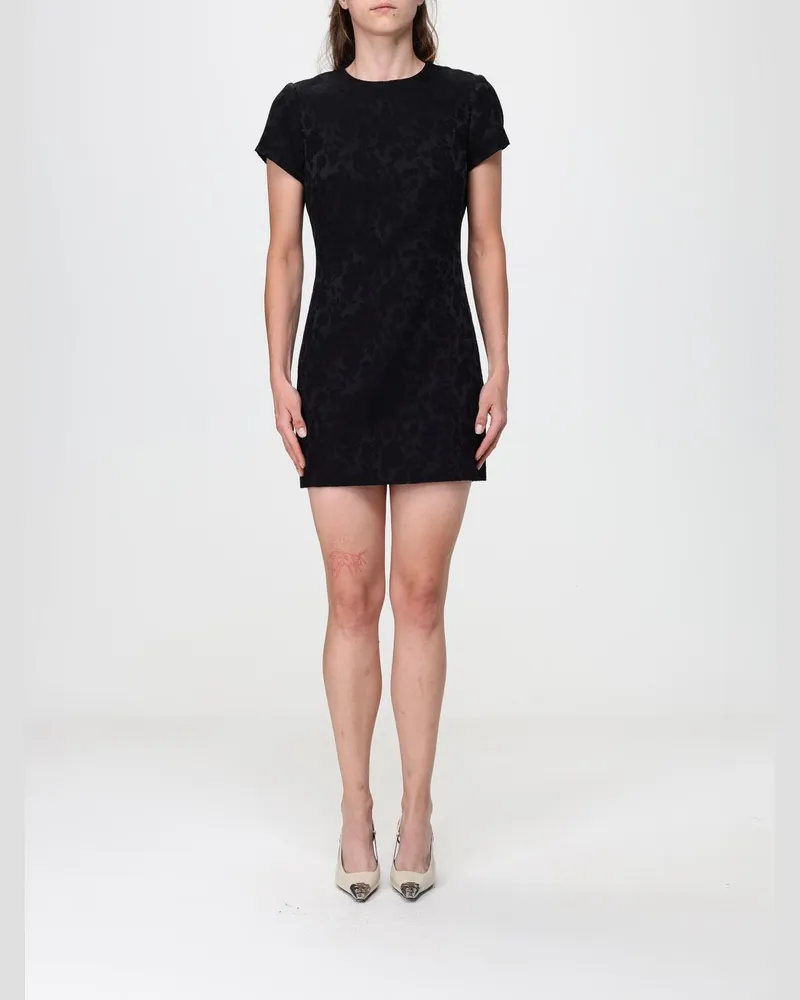 Saint Laurent Minikleid aus Baumwollmischung mit Blumendruck im Etui-Stil Schwarz